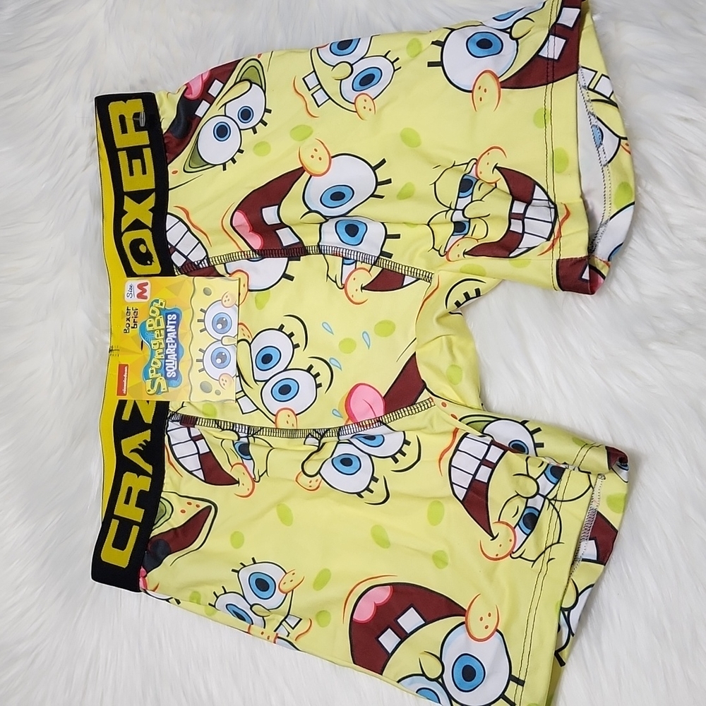Men's SpongeBob Boxer Briefs Size Medium Yellow SpongeBob Face NEW